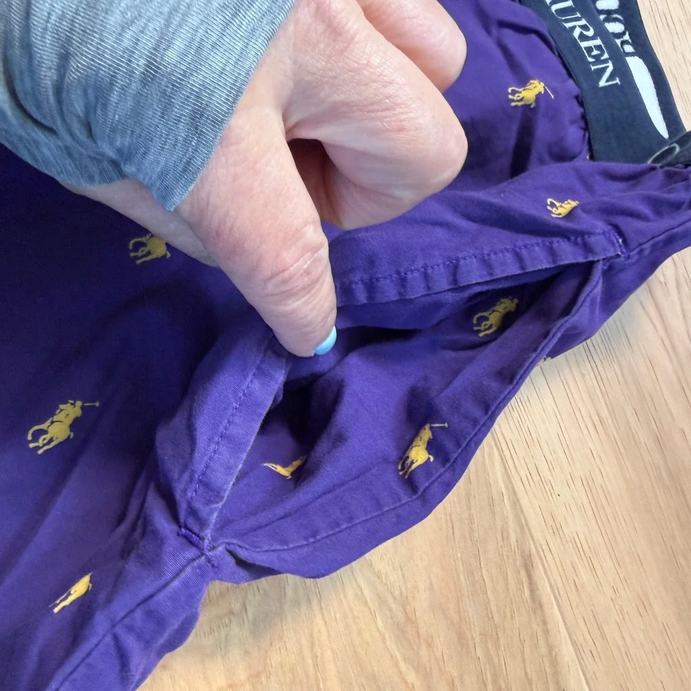 Polo Ralph Lauren PJ Bottoms Mens XL Purple Yellow Pony Logo FLAWED SEE PHOTOS